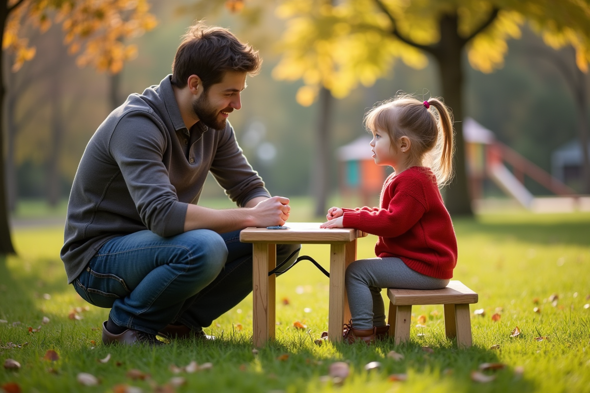 Fille de trois ans joue dans un parc en pleine nature