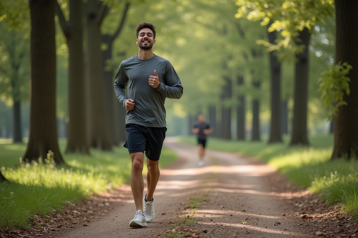 Jeune homme en pleine nature respirant profondément