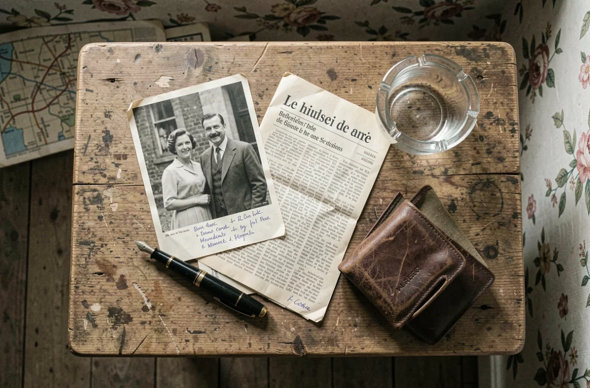 Objets personnels évocateurs d'un couple de fugitifs dans les années 70, référence à l'histoire de Mesrine et María de la Soledad