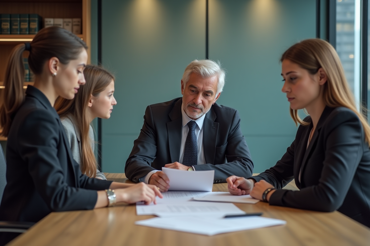 Femme avocate et client lors d